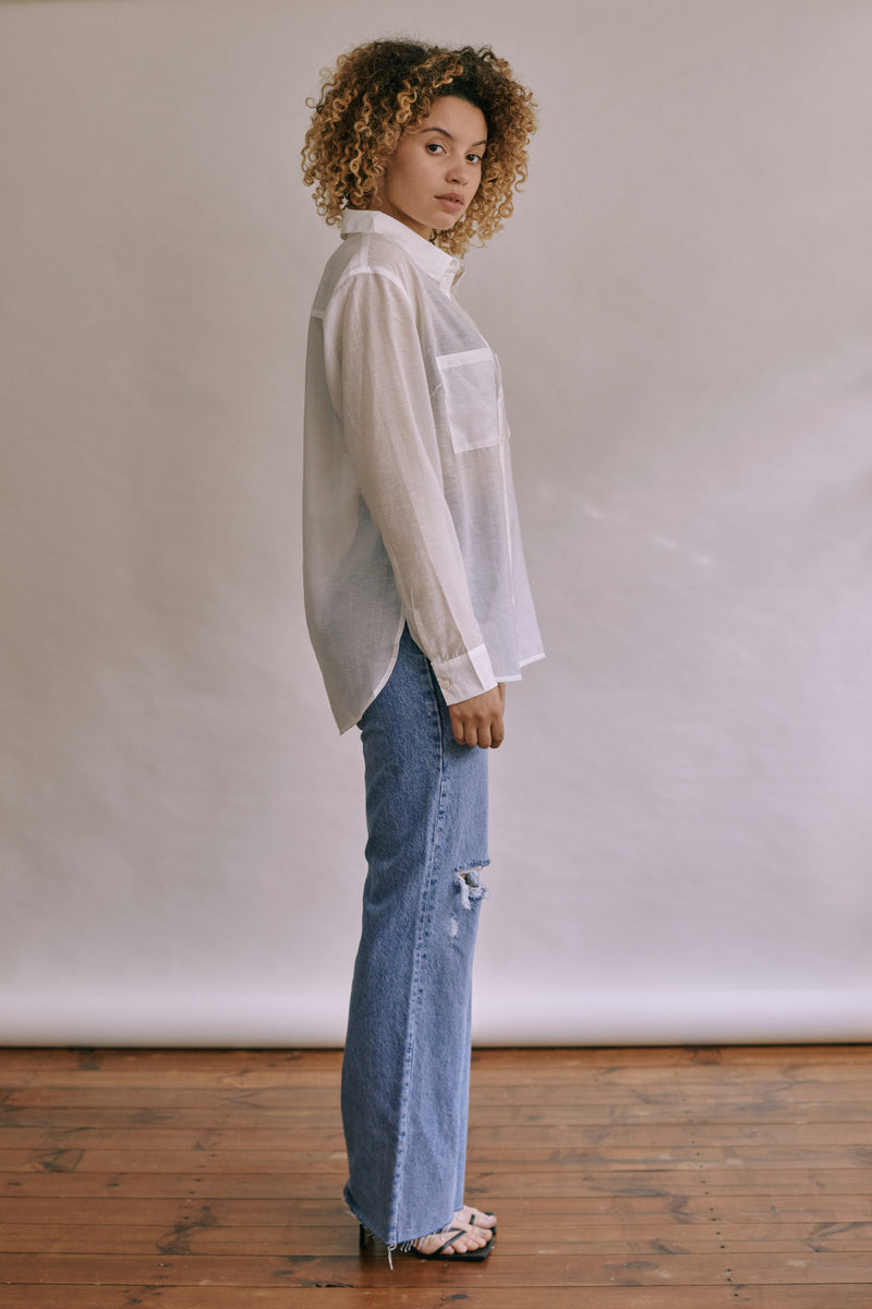 Cream Pearl Oversized Shirt